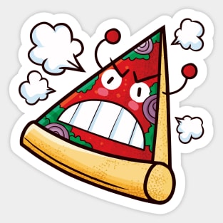 Red Angry Pizza Sticker